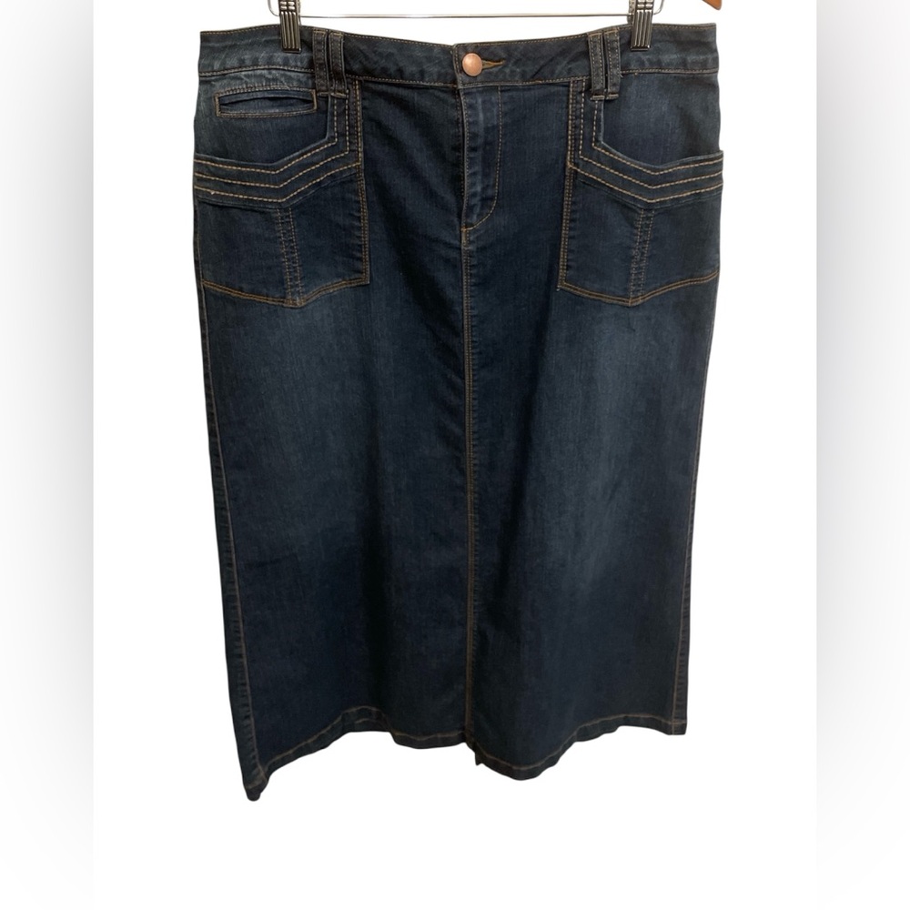 Baccini Dark Blue Denim Midi Skirt